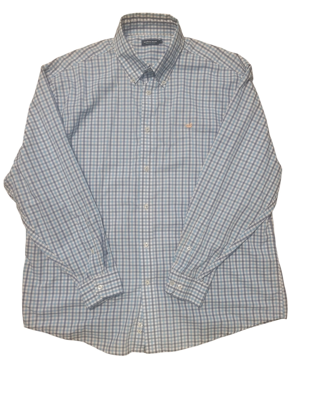 Southern Marsh Blue and White Plaid Button-Down Shirt